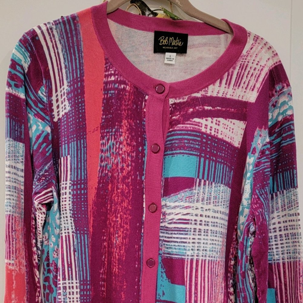 Bob Mackie Wearable Art Button-up Cardigan
